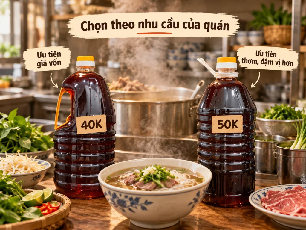 Chọn nước mắm 40K hay 50K theo nhu cầu của quán