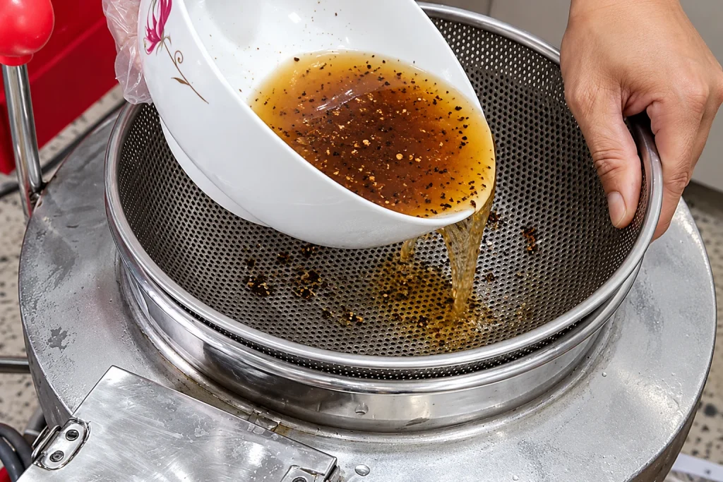 Cho gia vị và nước mắm vào khi xay giò